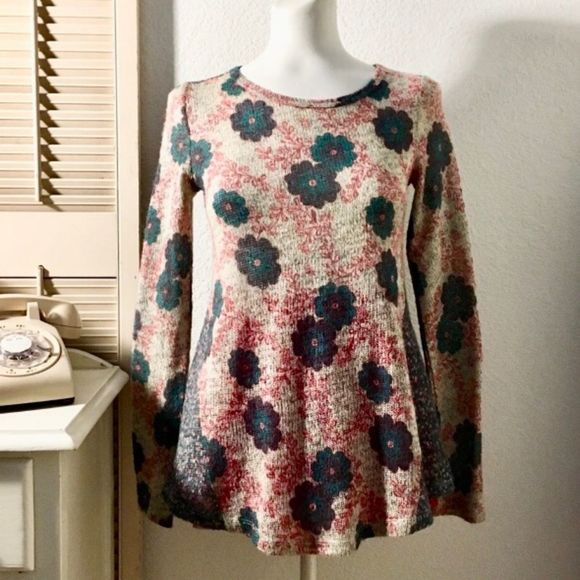 ✨✨Mystree Wool Blend Fit & Flare Floral Knit Sweater - Picture 4 of 7